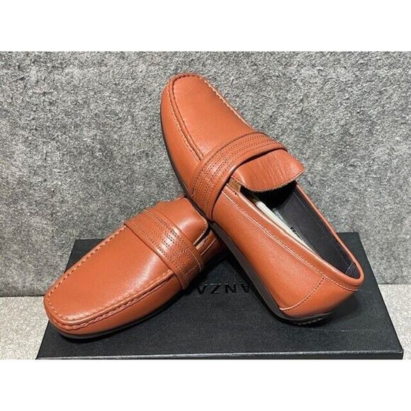 Zanzara Shoes Mens 11 Van Eyck Leather Loafer Slip On Casual Brown - Picture 1 of 9